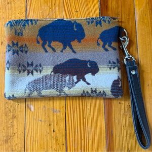 Handmade Buffalo wristlet clutch